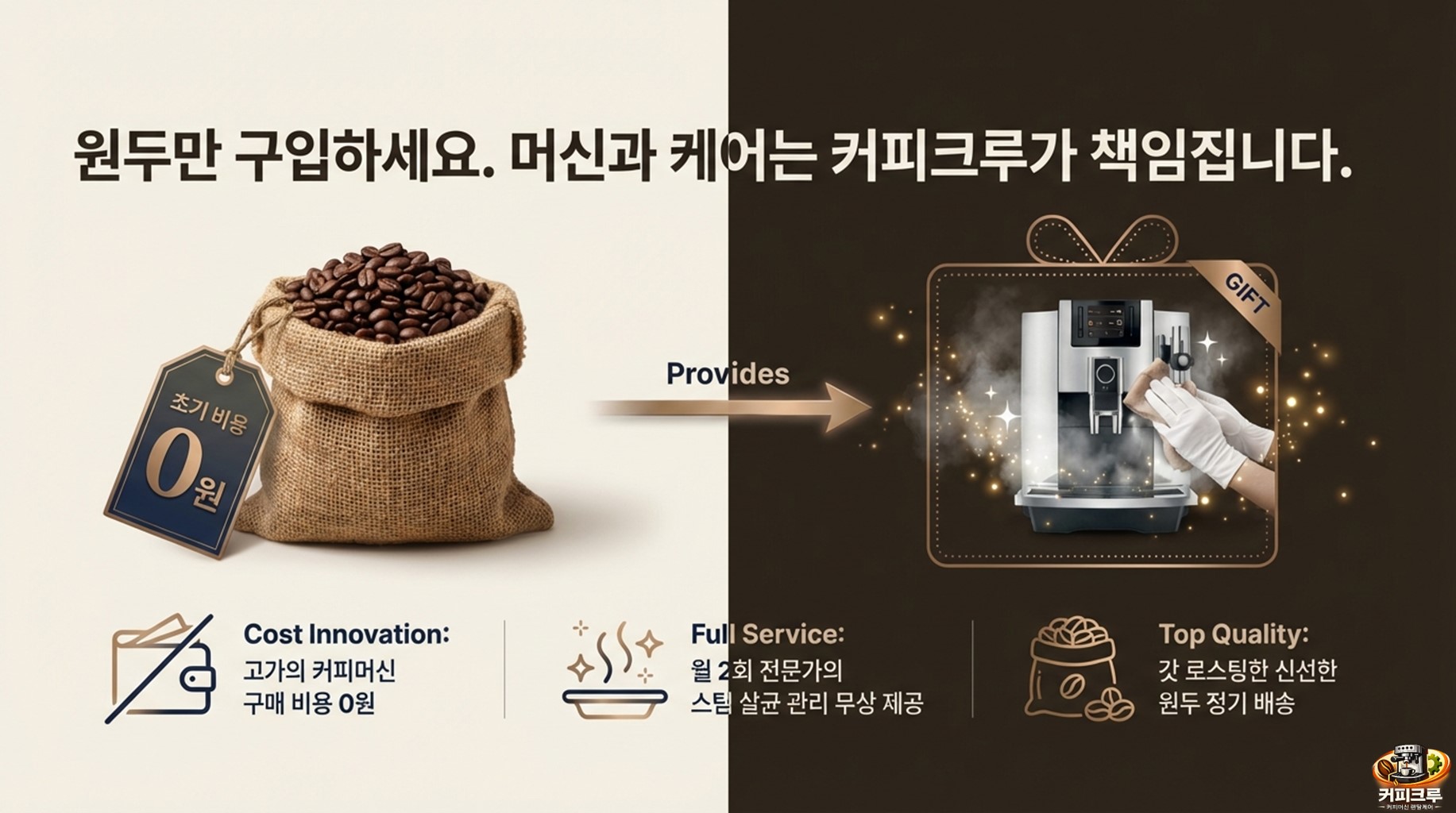원두만 구입하세요. 머신과 케어는 커피크루가 책임집니다.